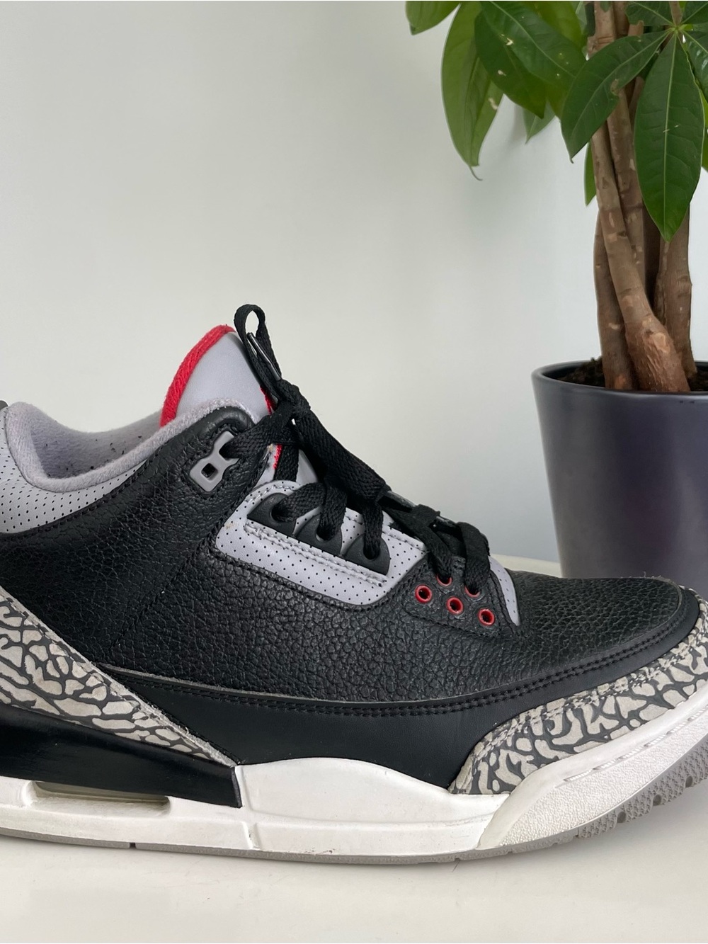 Men Size 10 Jordan Air Jordan 3 Retro OG Mid Top Leather Black Cement Shoes 2018